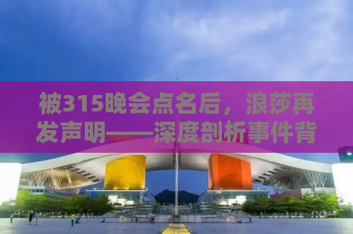 被315晚会点名后，浪莎再发声明——深度剖析事件背后的真相与反思